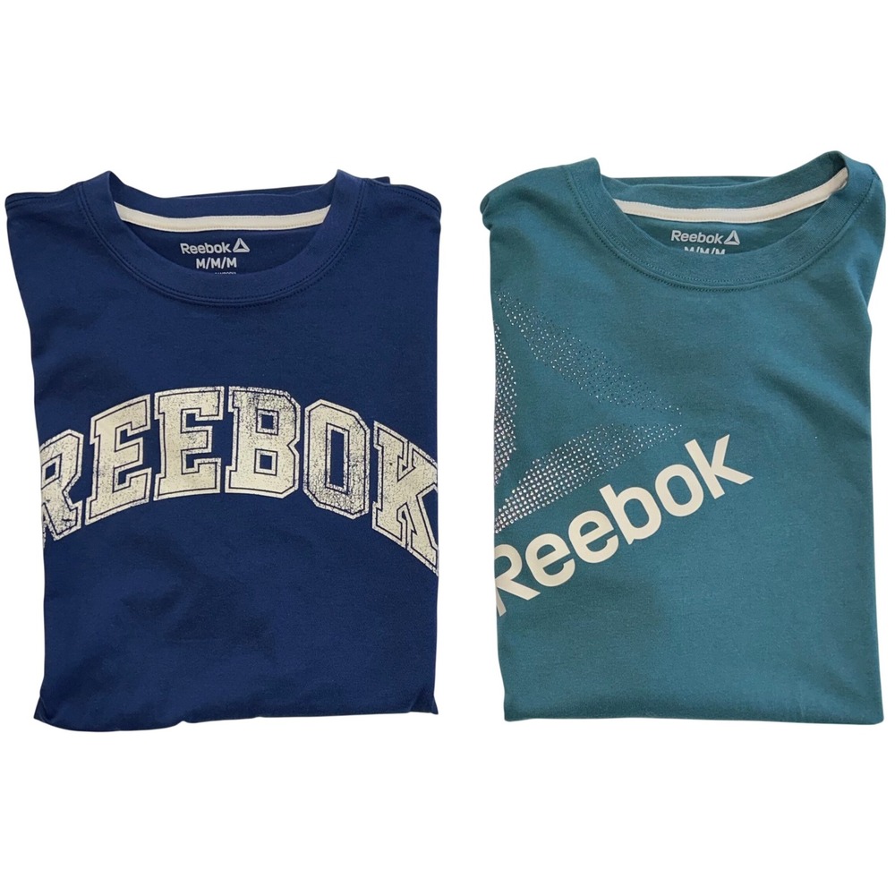 Reebok Mens Graphic T-Shirt Bundle Lot Of 2 Navy Teal Blue Green Size  M‎ New